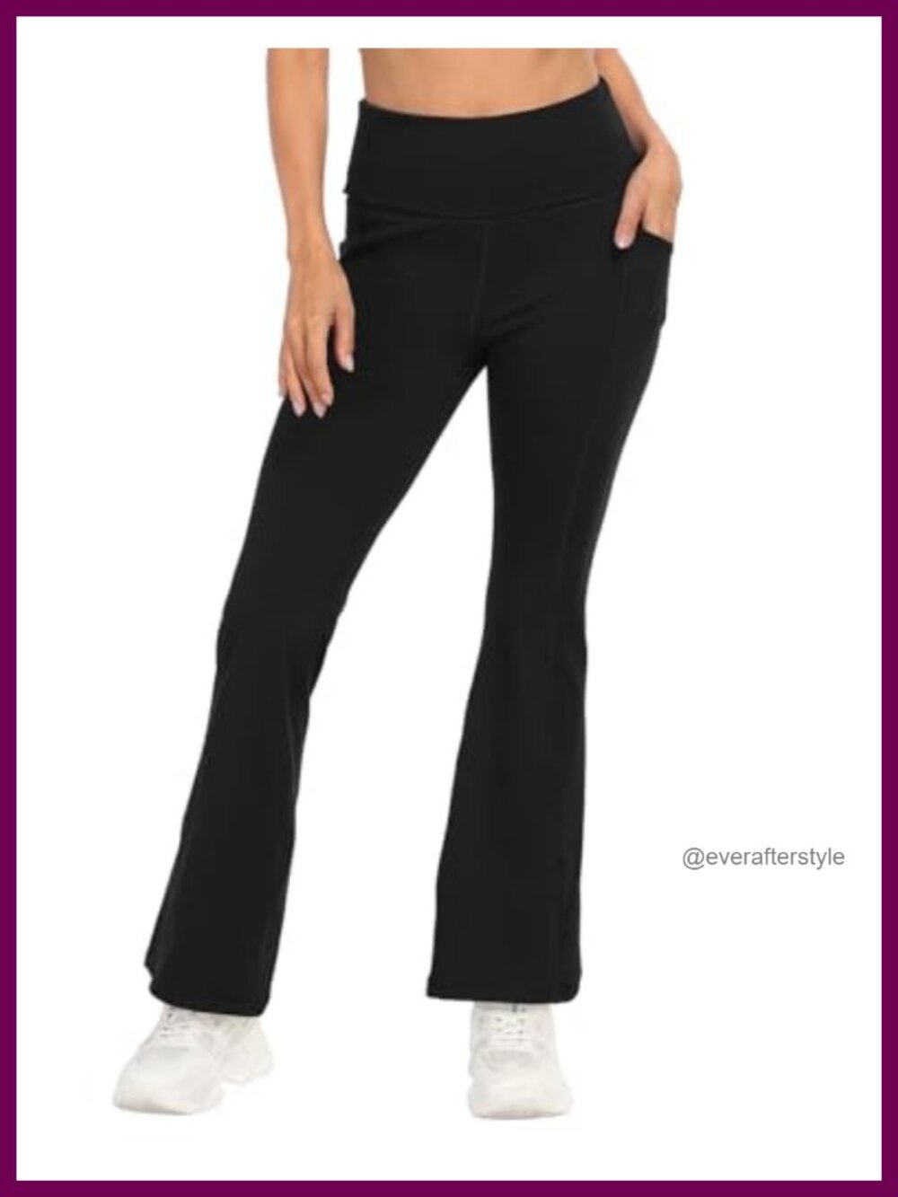 Fold Over Flare Yoga Pant High Waist Active Legging with Pockets